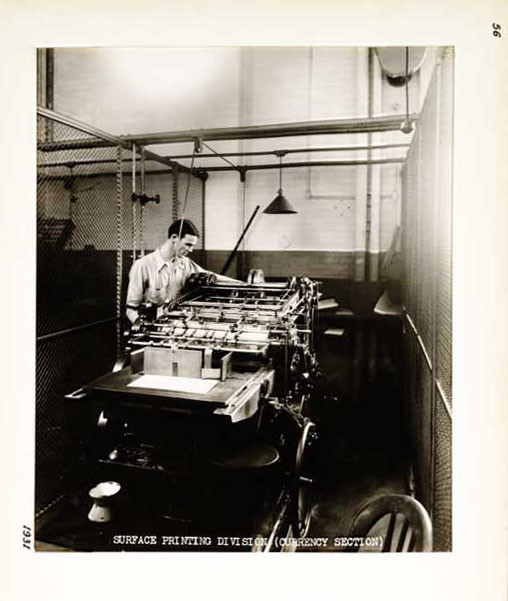 Photographic Print, Surface Printing Division, Currency Section, c. 1931.