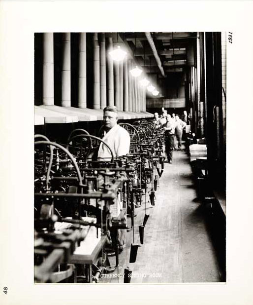 Photographic Print, Currency Sizing Room, c. 1931.
