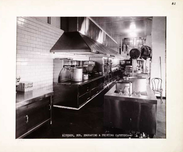 Photographic Print, Kitchen in Bureau of Engraving and Printing Main Building Cafeteria, c.1934