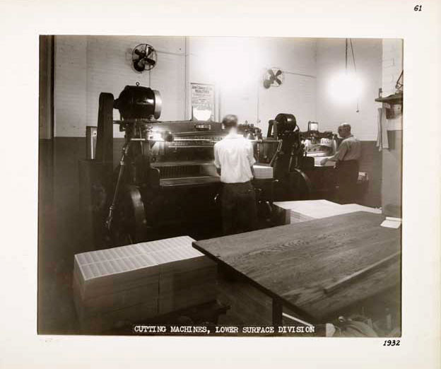 Photographic Print, Cutting Machines, Lower Surface Division, c. 1932.