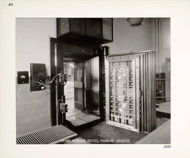 Photographic Print, Stamp Storage Vault, Packing Section, c. 1932.