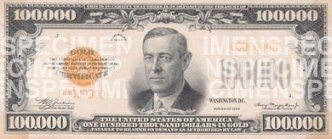 $100,000 Gold Certificate - Face