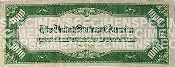 $10,000 Note - Back (Green Seal)