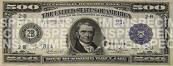 $500 Note Face (Blue Seal)