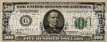 $500 Note - Back (Green Seal)