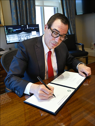 Secretary of the Treasury Steven T. Mnuchin gives BEP his signature, which will appear on next series currency notes.