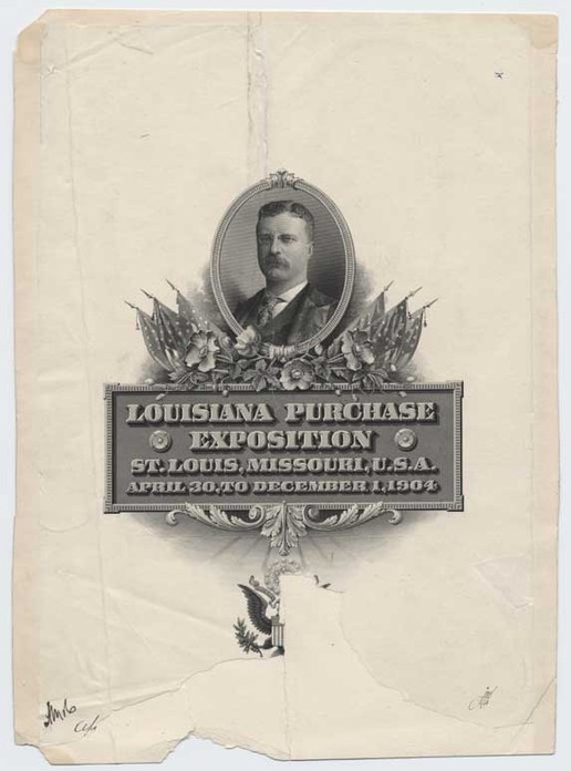 Approved plate proof, Lousiana Purchase Exposition, St. Louis, Missouri, 1904