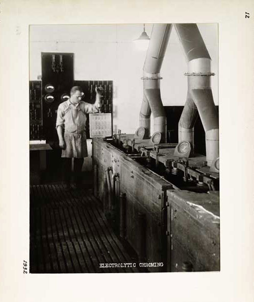 Photographic Print, Electrolytic Chroming, Plate Maker Chroming a 12-Subject Currency Plate, c.1932