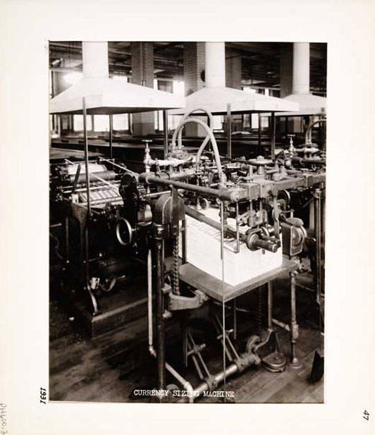 Photographic Print, Currency Sizing Machine, c. 1931.