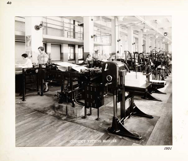 Photographic Print, Currency Wetting Room, c. 1931.