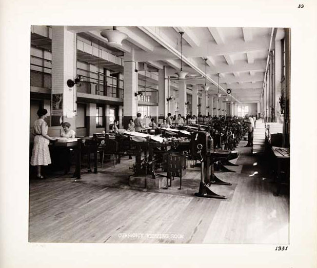 Photographic Print, Currency Wetting Room, c. 1931.
