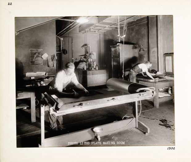 Photographic Print, Photo Litho Plate Making Room, c. 1932.
