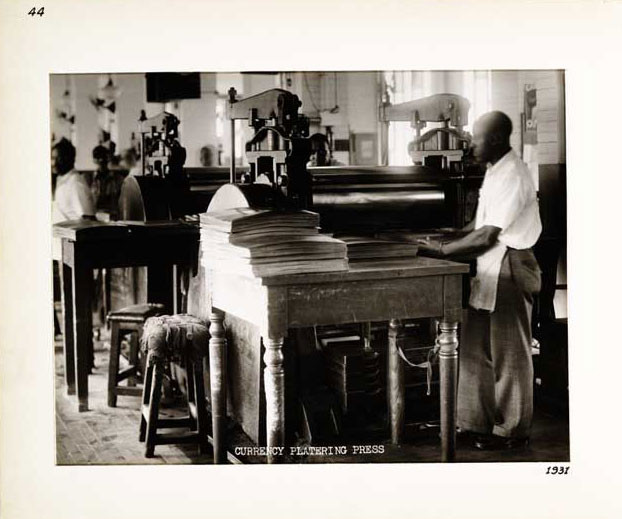 Photographic Print, Currency Platering Press, c. 1931.