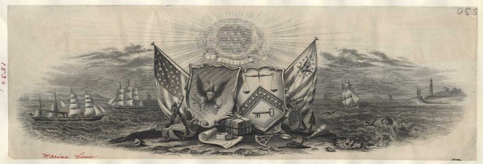 Proof, vignette "Marine View" for Certificate of Registry for Vessels