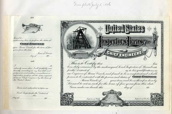 Proof, Marine License to Chief Engineer