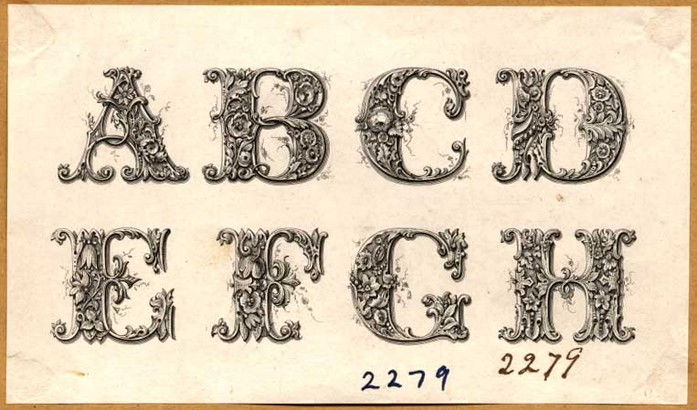 Die proof, Ornamental Alphabet, A to H inclusive