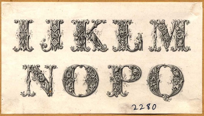 Die proof - Ornamental Alphabet, I to Q inclusive