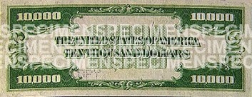 $10,000 Note - Back (Green Seal)