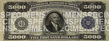 $5000 Note - Face (Blue Seal)