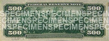 $500 Note Back (Blue Seal)